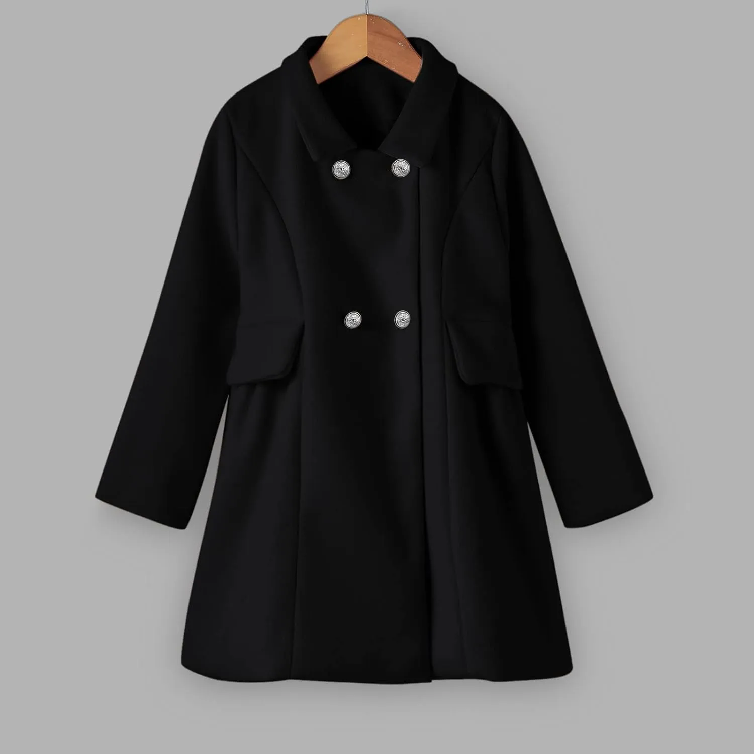 Baby Kids Boys Girls Classic Wool Blend Coat Winter Double Breasted Trench Coat Outwear  Coat Jacket