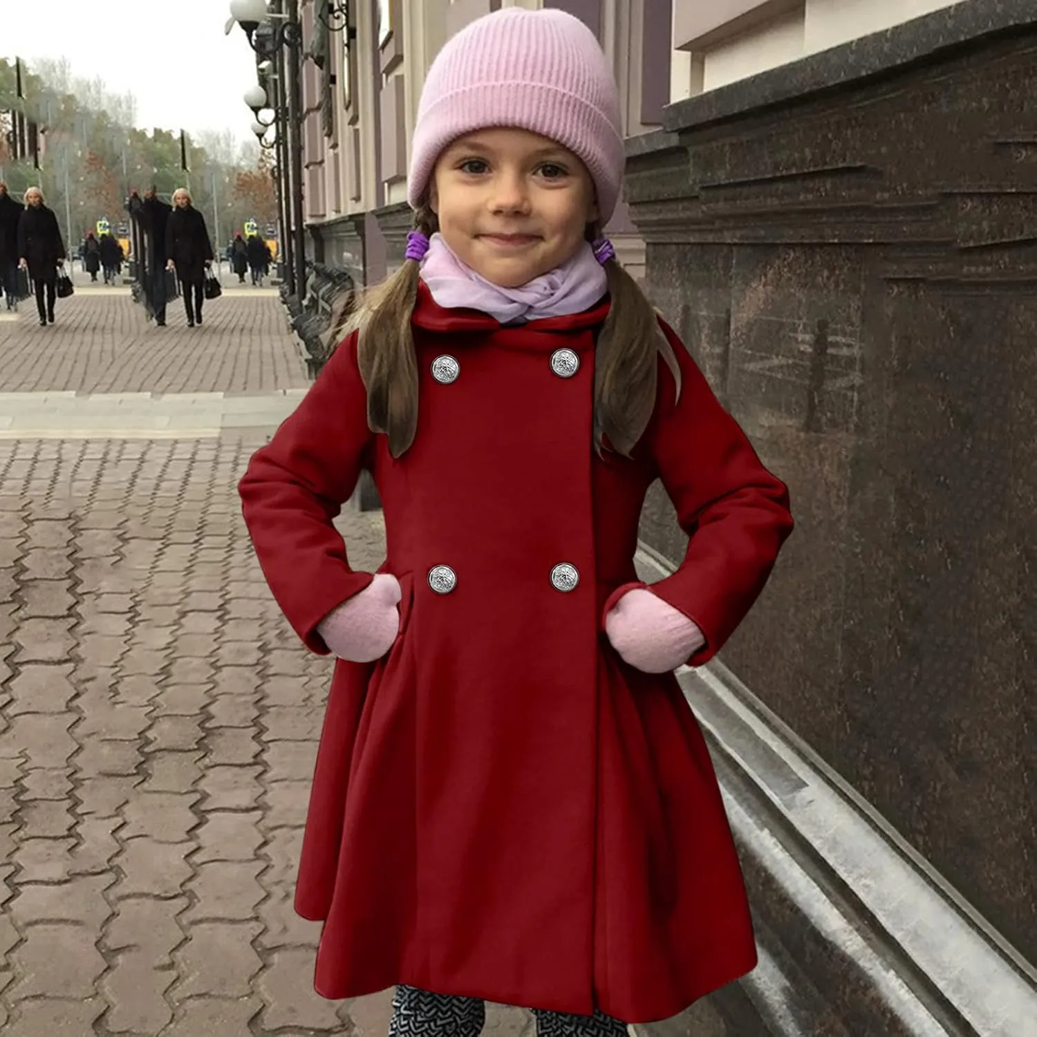 Baby Kids Boys Girls Classic Wool Blend Coat Winter Double Breasted Trench Coat Outwear  Coat Jacket