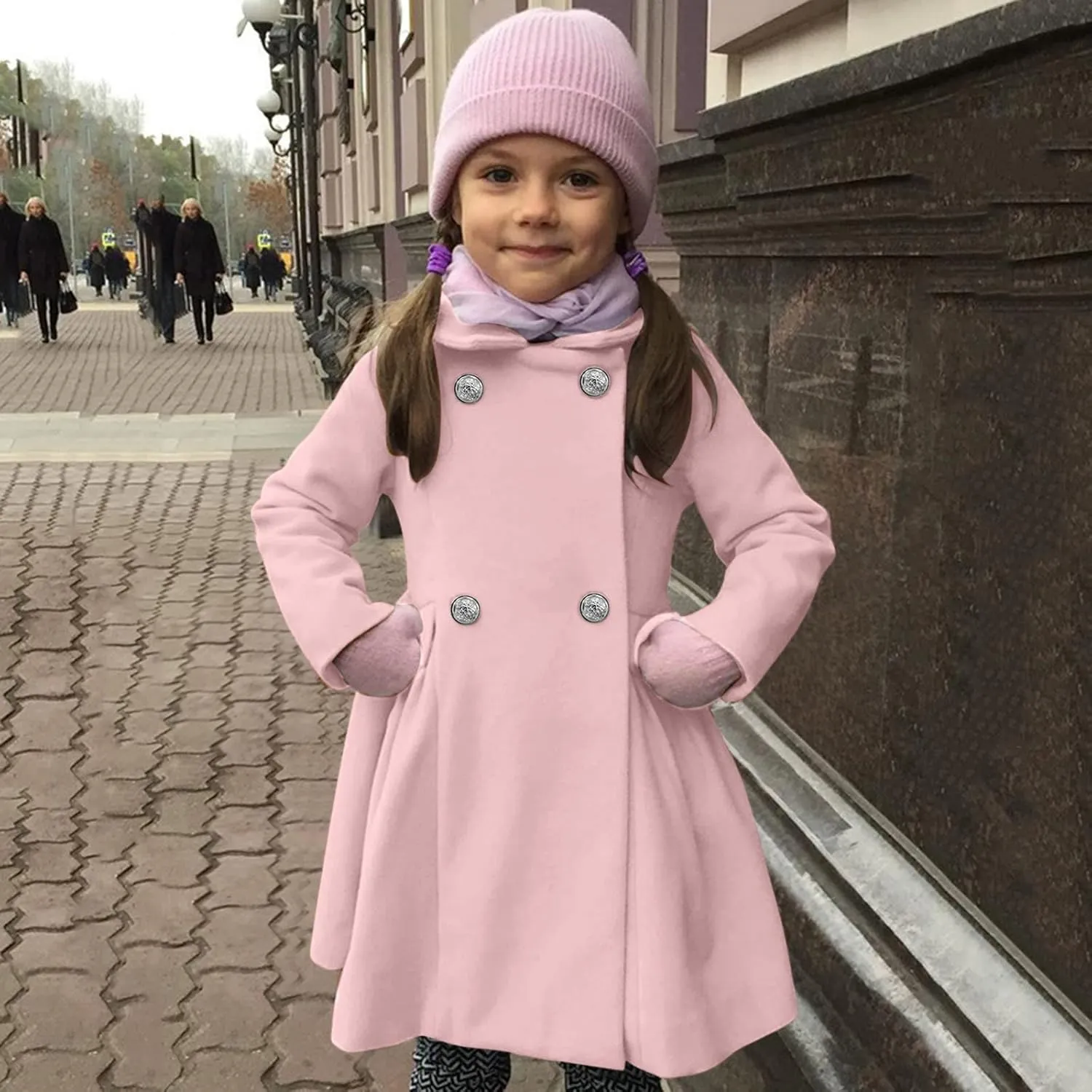 Baby Kids Boys Girls Classic Wool Blend Coat Winter Double Breasted Trench Coat Outwear  Coat Jacket