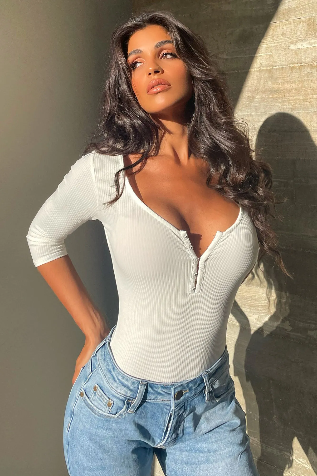 Back To The Basic Ribbed Bodysuit - White