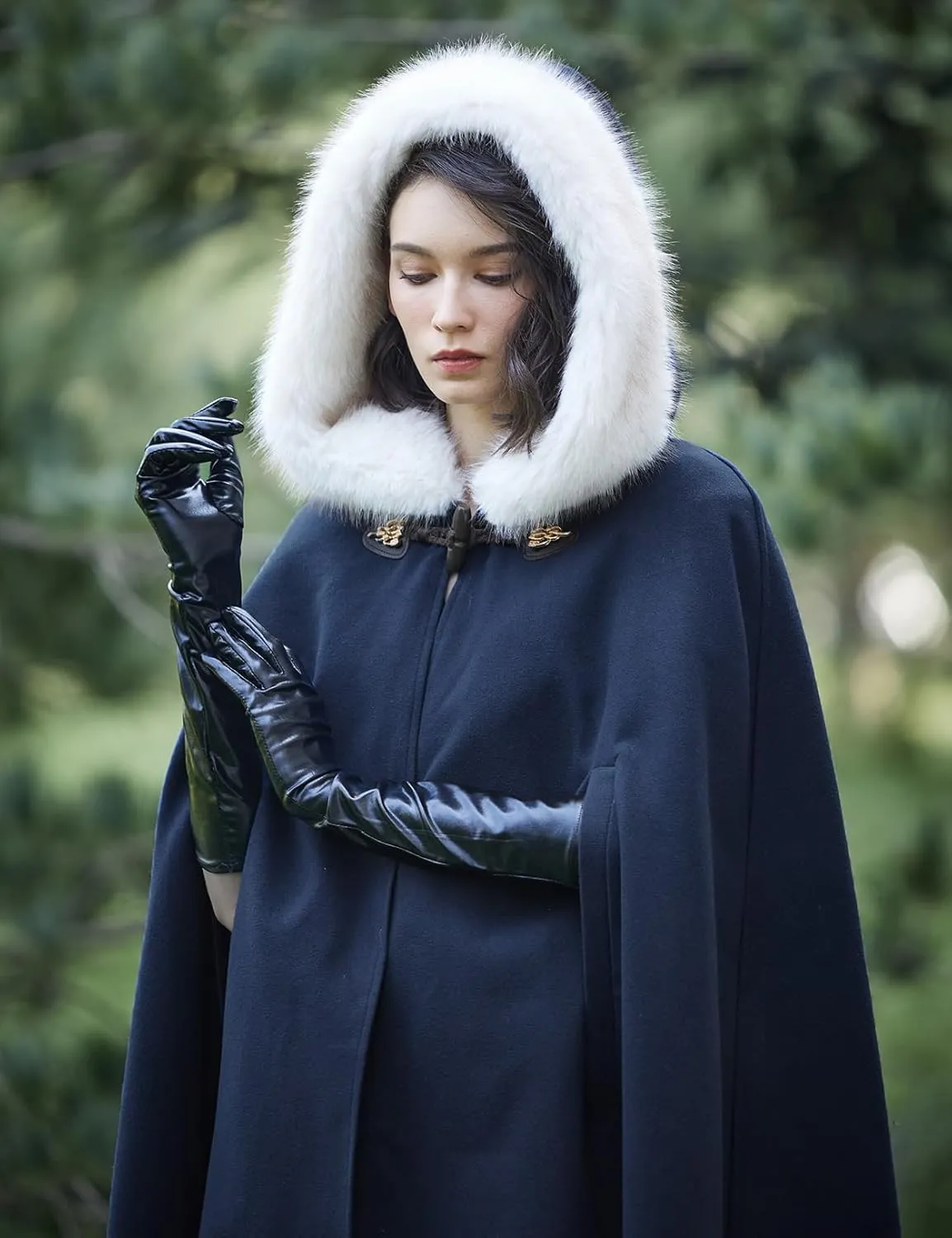 BEAUTELICATE Renaissance Hooded Cloak Cosplay Medieval Wool Blend Halloween Winter