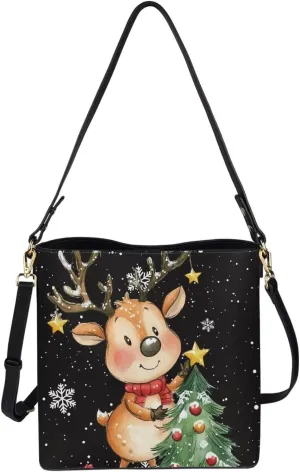 Belidome Womens Crossbody Handbags Pu Leather Bucket Shoulder Bag Lightweight Durable