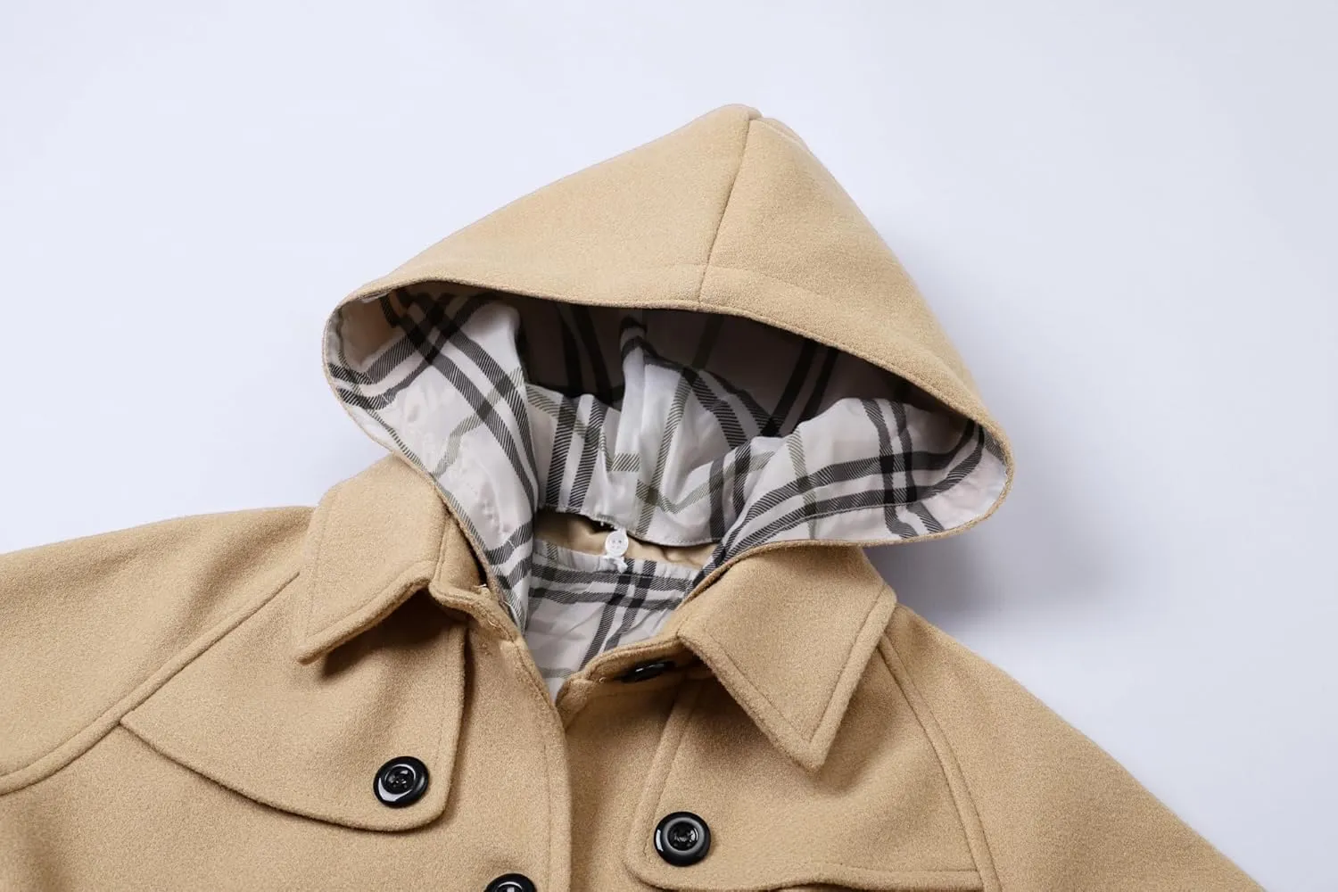 Betusline Girls' Dress Coat, Kids Hoodie Wool Blend Coats Fall Winter Outerwear Peacoat,2-14 Years