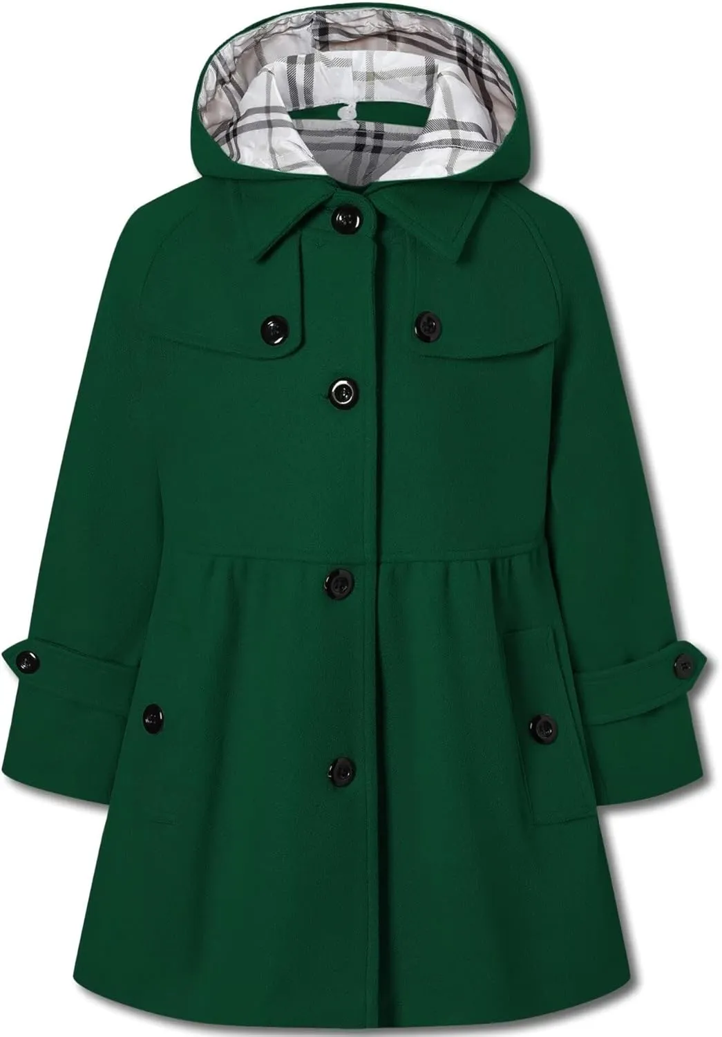 Betusline Girls' Dress Coat, Kids Hoodie Wool Blend Coats Fall Winter Outerwear Peacoat,2-14 Years