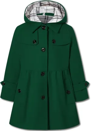 Betusline Girls' Dress Coat, Kids Hoodie Wool Blend Coats Fall Winter Outerwear Peacoat,2-14 Years