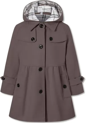 Betusline Girls' Dress Coat, Kids Hoodie Wool Blend Coats Fall Winter Outerwear Peacoat,2-14 Years
