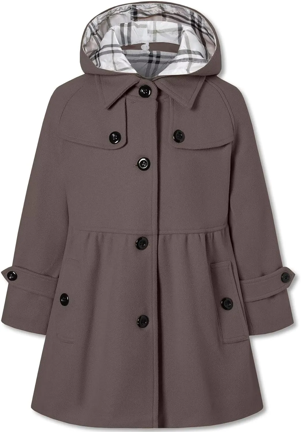 Betusline Girls' Dress Coat, Kids Hoodie Wool Blend Coats Fall Winter Outerwear Peacoat,2-14 Years