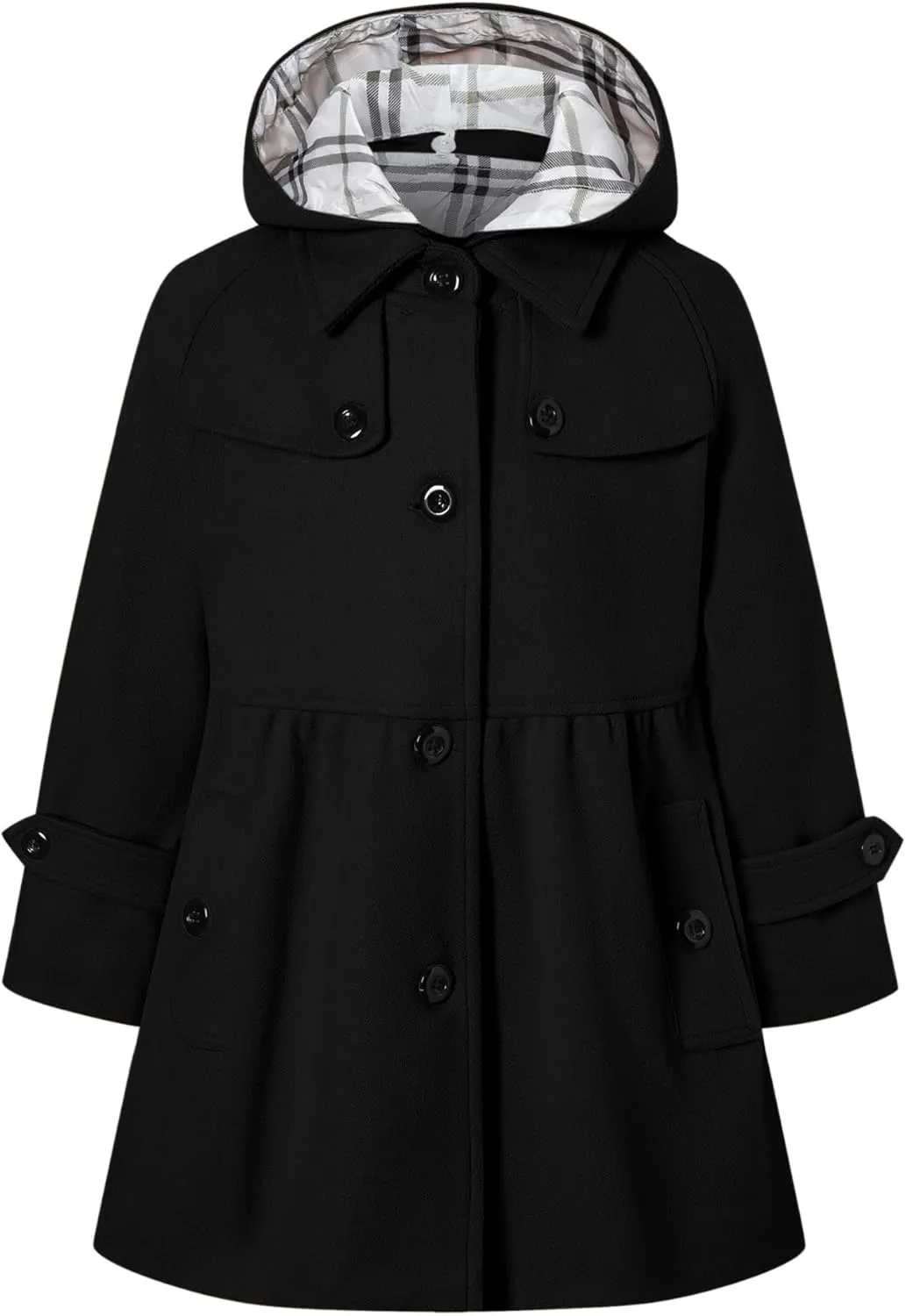Betusline Girls' Dress Coat, Kids Hoodie Wool Blend Coats Fall Winter Outerwear Peacoat,2-14 Years