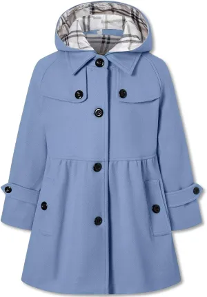 Betusline Girls' Dress Coat, Kids Hoodie Wool Blend Coats Fall Winter Outerwear Peacoat,2-14 Years