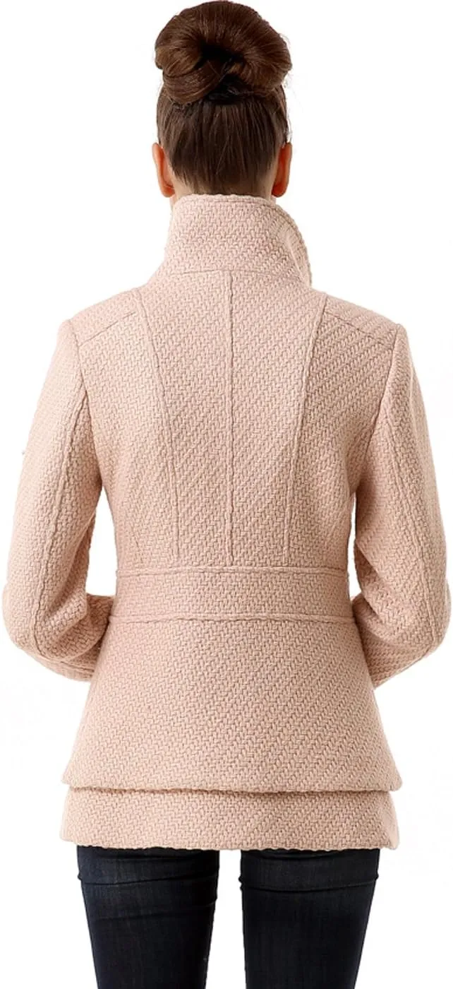 BGSD Women Cheri Boucle Wool Blend Double Breasted Walking Pea Coat