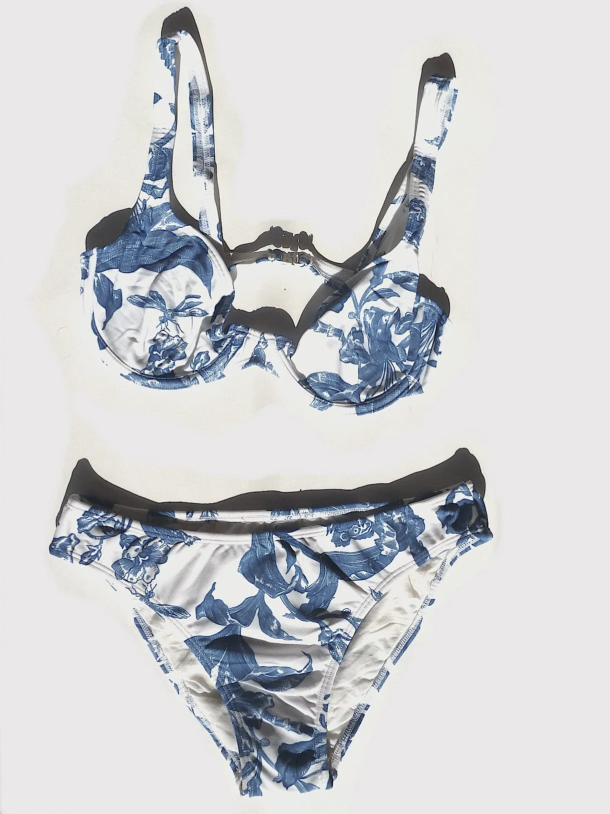 Bikini Toile Pattern Underwire And Brief Red Or Blue