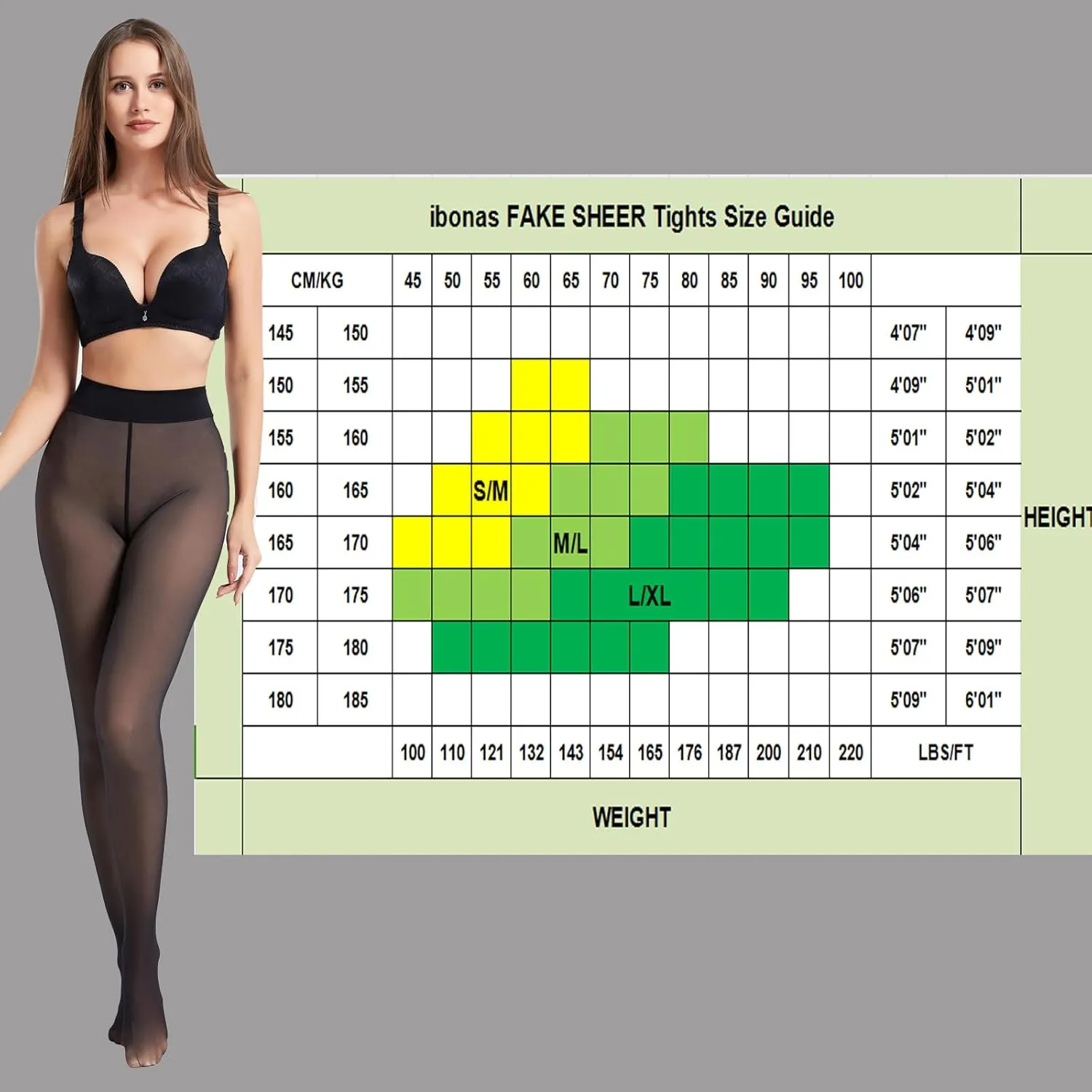 Black Fake Translucent Tights - 2 Pack Ultra Comfy Faux Sheer Pantyhose, Semi Opaque Durable Leggings w/Seamless Waist