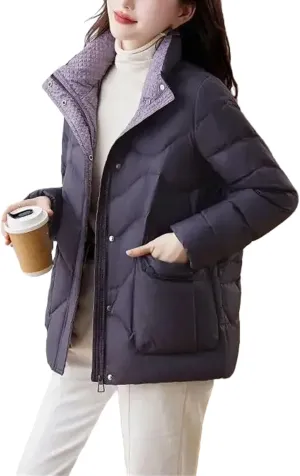 Black Padded Women's Cotton Coat Quilted Short Down Jacket Youthful Offers Modern Lined in Outerwears Thick Great
