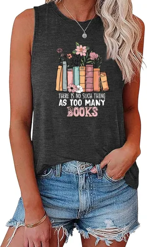 BLACKMYTH Women's Book Lover Tunic Graphic Print Tank Tops