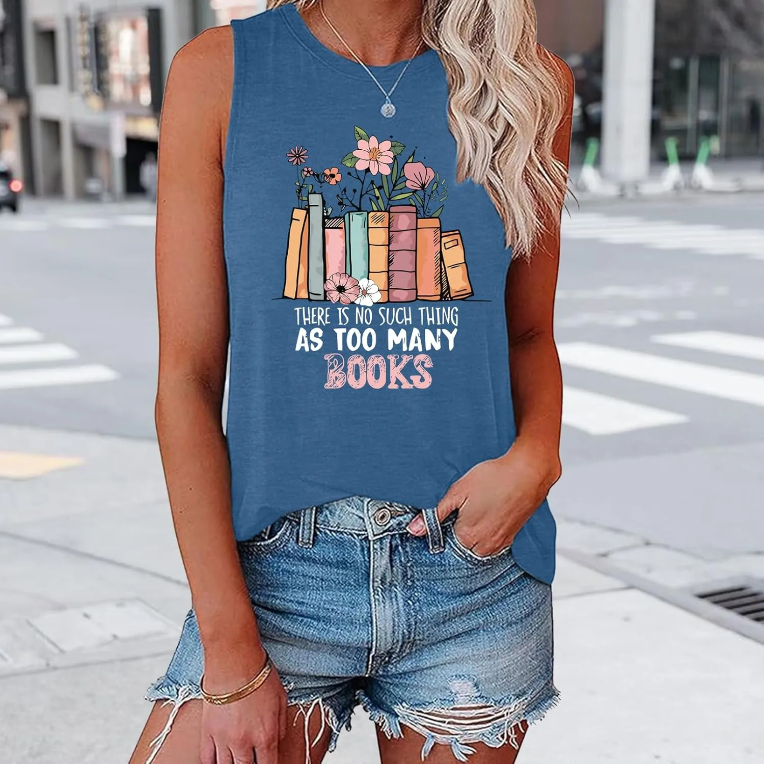 BLACKMYTH Women's Book Lover Tunic Graphic Print Tank Tops