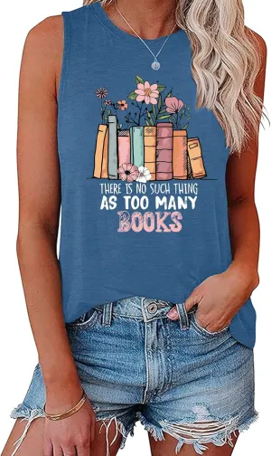 BLACKMYTH Women's Book Lover Tunic Graphic Print Tank Tops