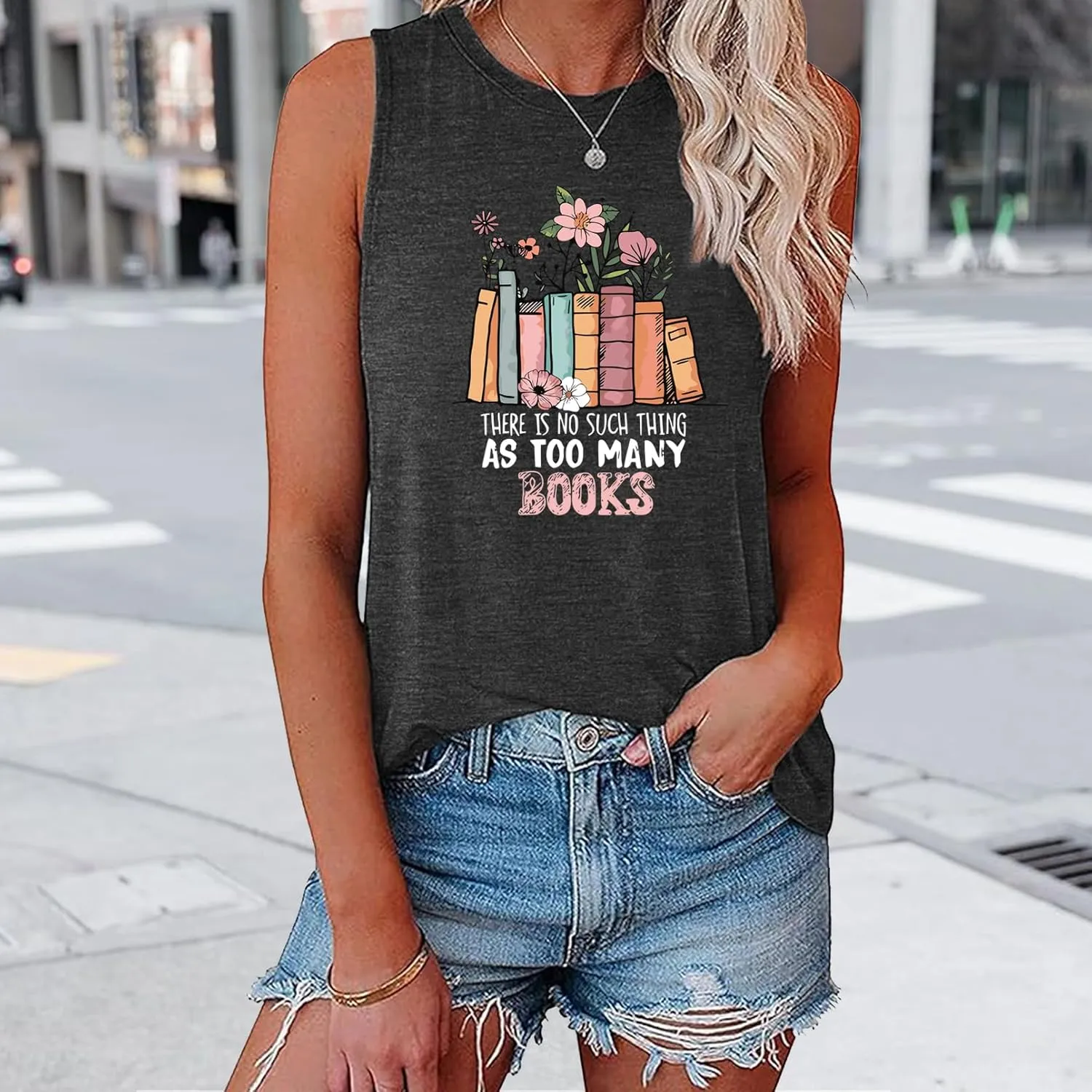 BLACKMYTH Women's Book Lover Tunic Graphic Print Tank Tops
