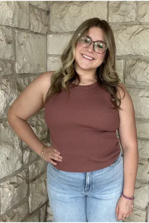 blu pepper Racerback Knit Top In Red Bean