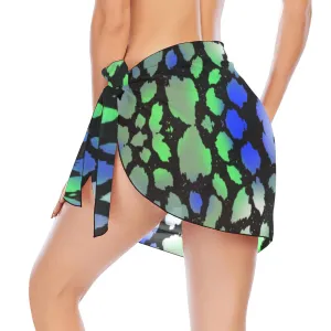 Blue & Green Camo Short Chiffon Sarong Wrap up to 2 XL (FWS)