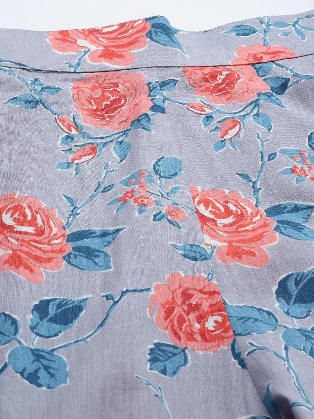 Blue Printed Cotton Top With Palazzos