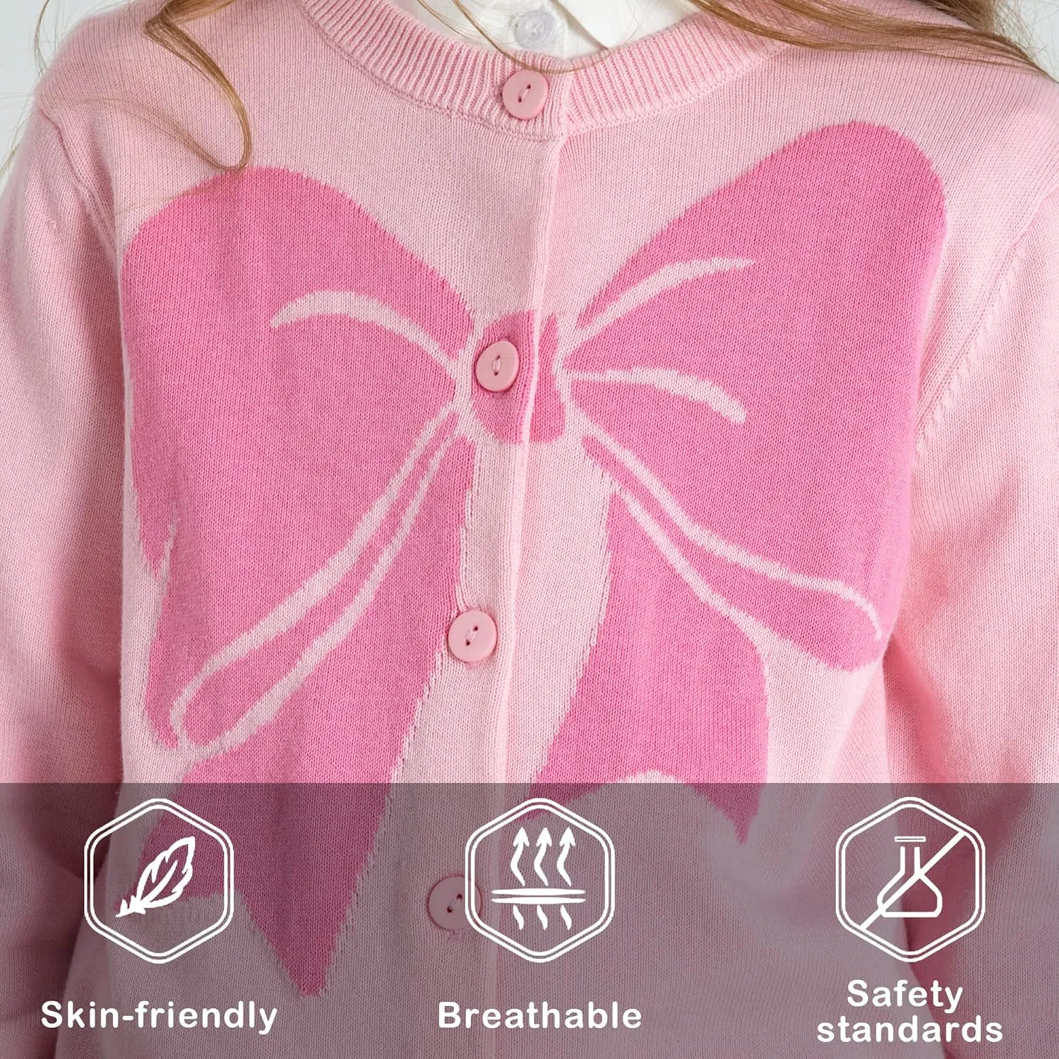 BOBOYOYO Girls Cute Cardigan 100% Cotton Girls Button Up Sweater Long Sleeve Kids Knit Cardigan Crewneck Casual Kawii Clothes