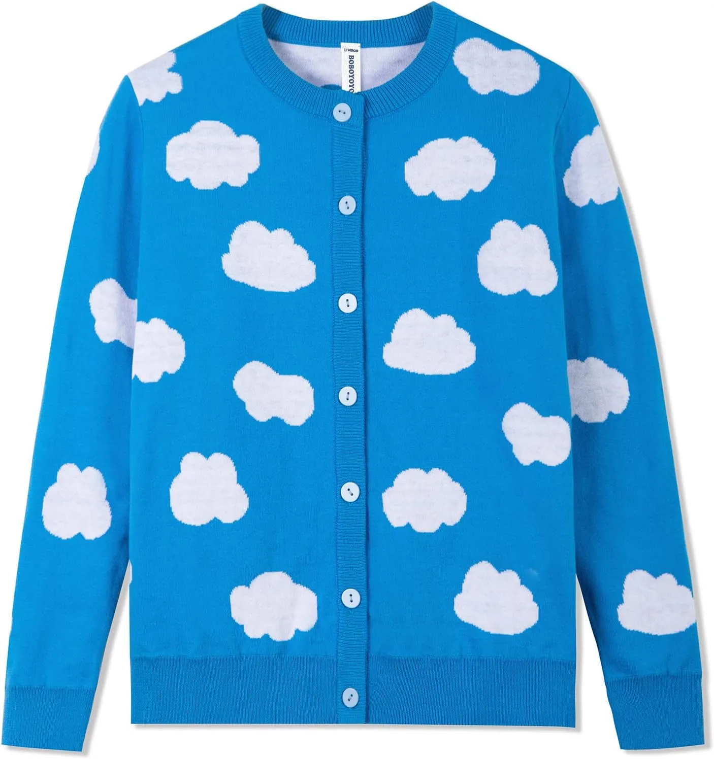 BOBOYOYO Girls Cute Cardigan 100% Cotton Girls Button Up Sweater Long Sleeve Kids Knit Cardigan Crewneck Casual Kawii Clothes