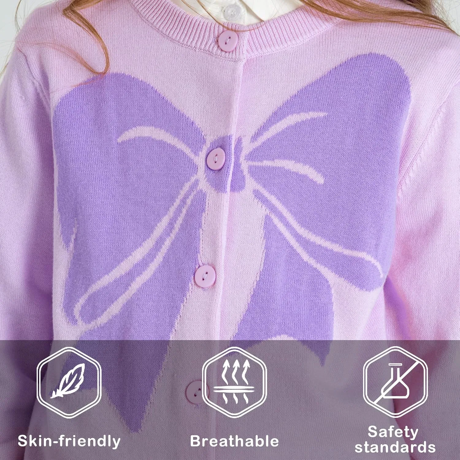 BOBOYOYO Girls Cute Cardigan 100% Cotton Girls Button Up Sweater Long Sleeve Kids Knit Cardigan Crewneck Casual Kawii Clothes