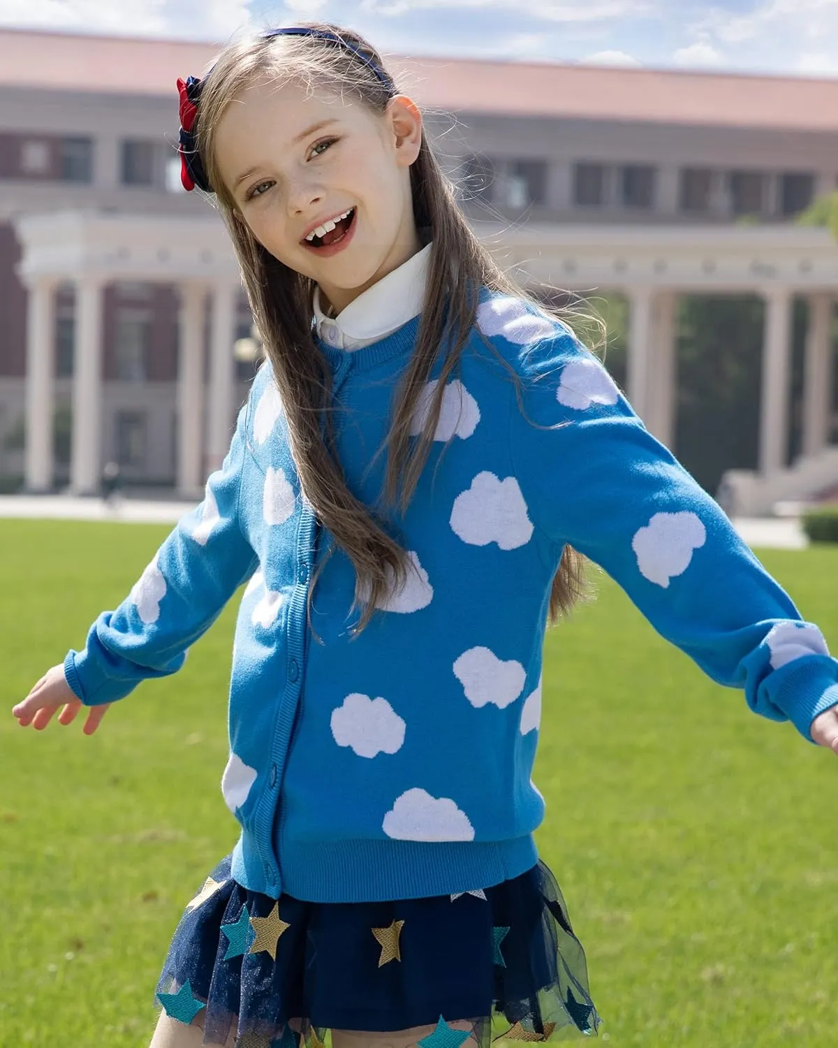 BOBOYOYO Girls Cute Cardigan 100% Cotton Girls Button Up Sweater Long Sleeve Kids Knit Cardigan Crewneck Casual Kawii Clothes