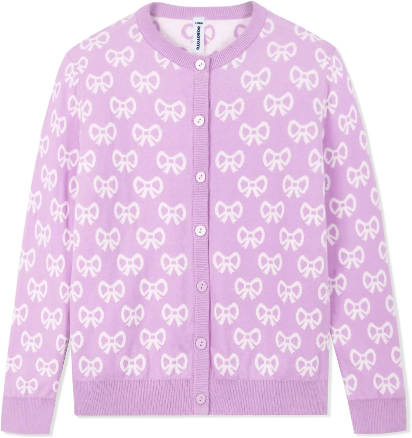 BOBOYOYO Girls Cute Cardigan 100% Cotton Girls Button Up Sweater Long Sleeve Kids Knit Cardigan Crewneck Casual Kawii Clothes