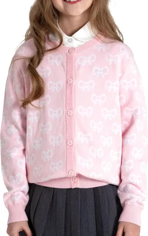BOBOYOYO Girls Cute Cardigan 100% Cotton Girls Button Up Sweater Long Sleeve Kids Knit Cardigan Crewneck Casual Kawii Clothes