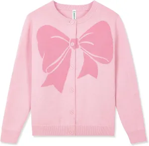 BOBOYOYO Girls Cute Cardigan 100% Cotton Girls Button Up Sweater Long Sleeve Kids Knit Cardigan Crewneck Casual Kawii Clothes