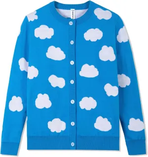BOBOYOYO Girls Cute Cardigan 100% Cotton Girls Button Up Sweater Long Sleeve Kids Knit Cardigan Crewneck Casual Kawii Clothes