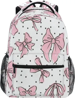 Bow Pink Backpack, Water Resistant Laptop Backpack Travel Casual Daypack