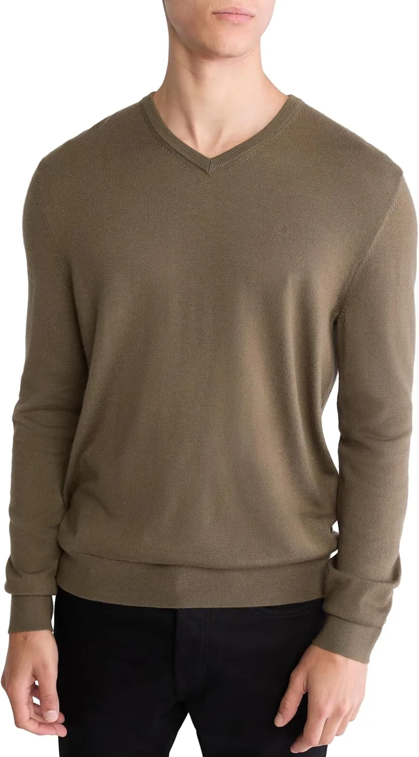 Calvin Klein Men's Extra Fine Merino Wool Blend V-Neck Sweater