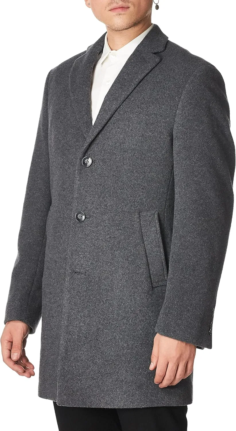 Calvin Klein Men's Slim Fit Wool Blend Overcoat Jacket