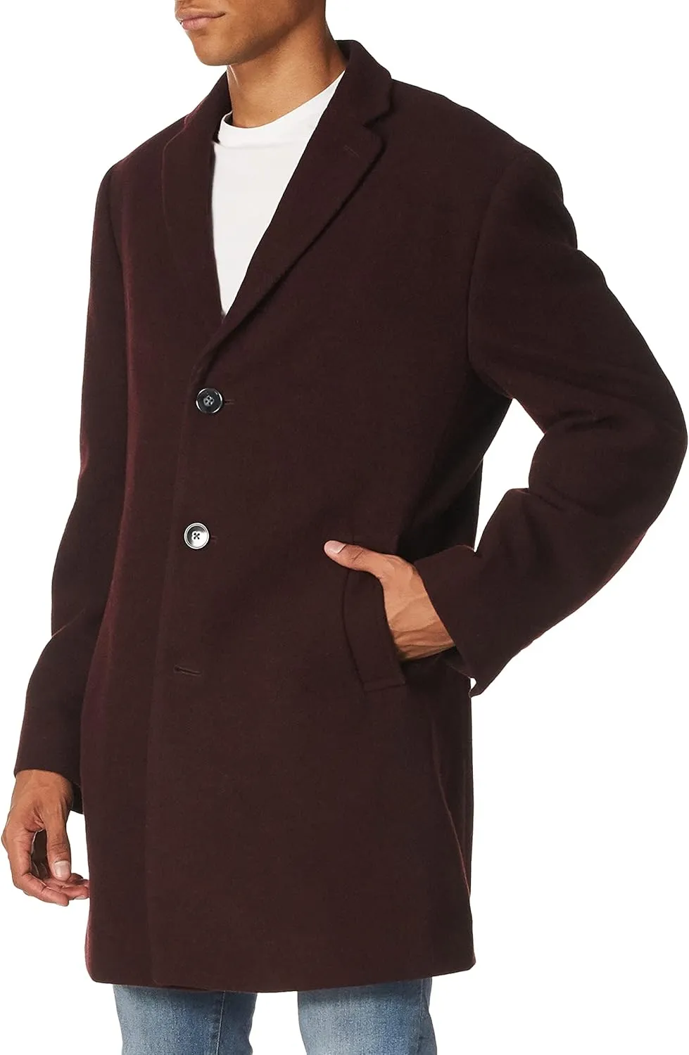 Calvin Klein Men's Slim Fit Wool Blend Overcoat Jacket