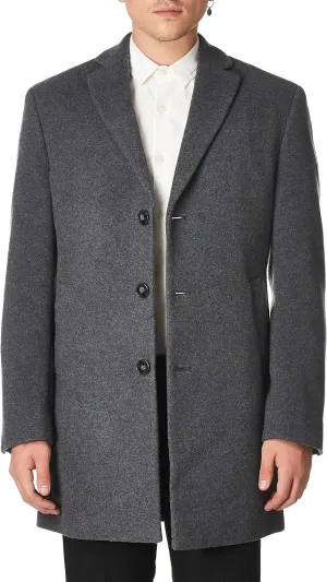 Calvin Klein Men's Slim Fit Wool Blend Overcoat Jacket