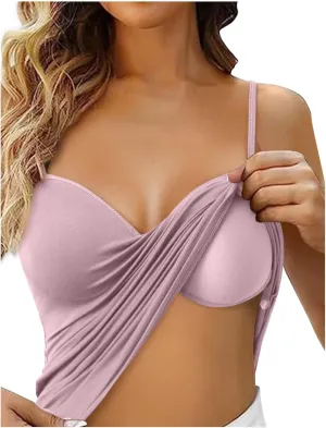 Camisole Tops for Women Built in Bra Summer Beach Vacation Sleeveless Tops Sexy Spaghetti Strap Tank Top Yoga Workout Sports
