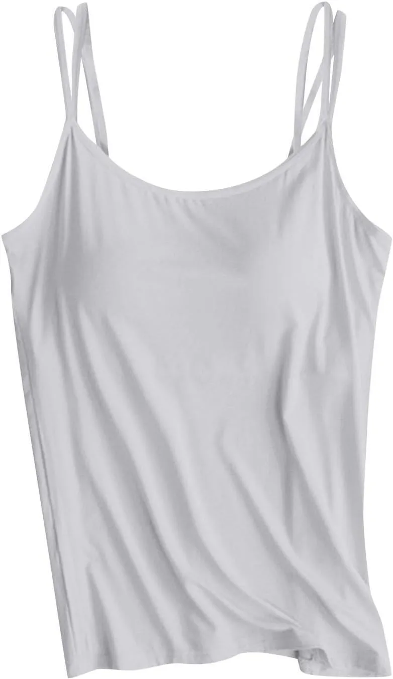 Camisole Tops for Women Built in Bra Summer Sleeveless Undershirt Sexy Spaghetti Strap Tank Top Yoga Workout Sports Camisoles