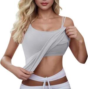 Camisole Tops for Women Built in Bra Summer Sleeveless Undershirt Sexy Spaghetti Strap Tank Top Yoga Workout Sports Camisoles