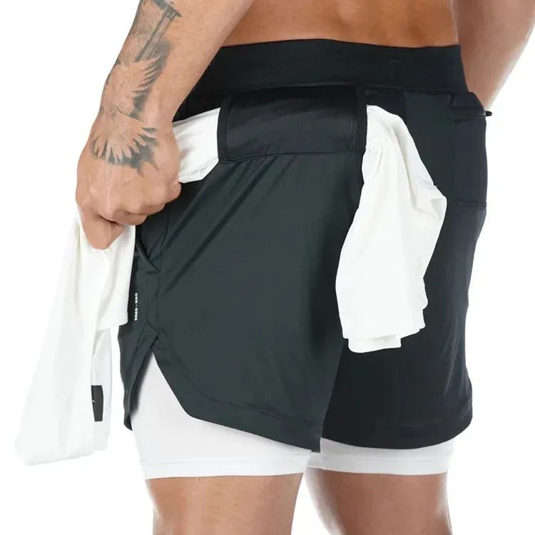 Camo Running Shorts - Men's 2-in-1 Quick Dry Gym Sports Shorts