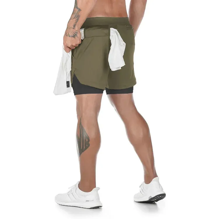 Camo Running Shorts - Men's 2-in-1 Quick Dry Gym Sports Shorts