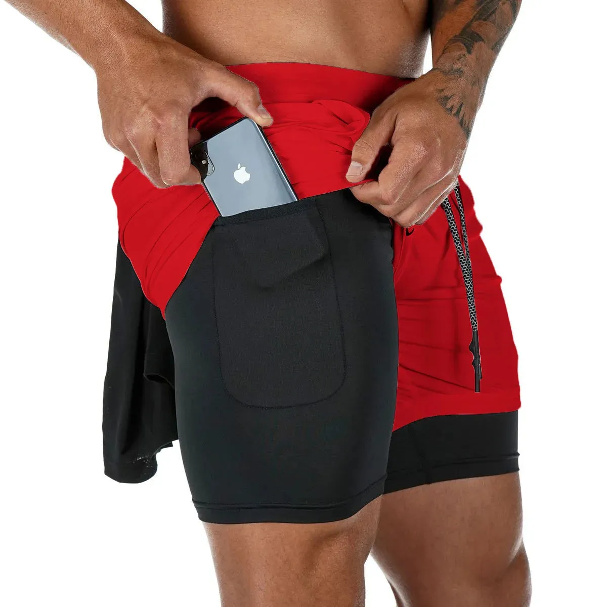 Camo Running Shorts - Men's 2-in-1 Quick Dry Gym Sports Shorts
