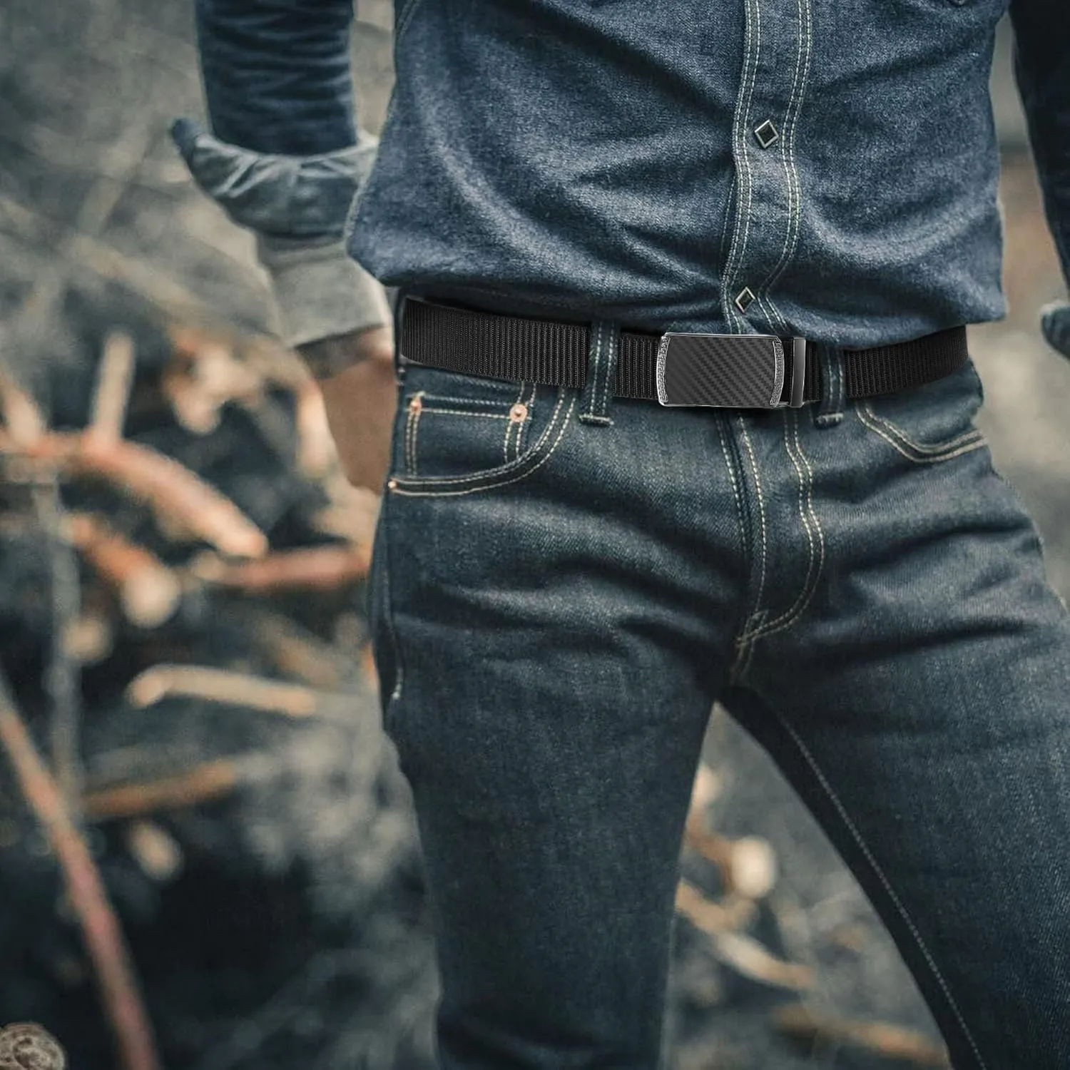 CHAOREN Ratchet Belts for Men - Casual Web Nylon Mens Belt 1 3/8" - Adjustable and Durable for Jeans