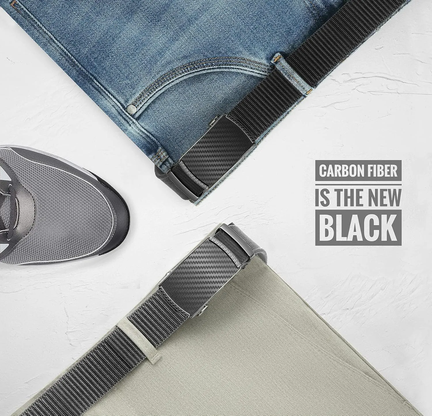 CHAOREN Ratchet Belts for Men - Casual Web Nylon Mens Belt 1 3/8" - Adjustable and Durable for Jeans