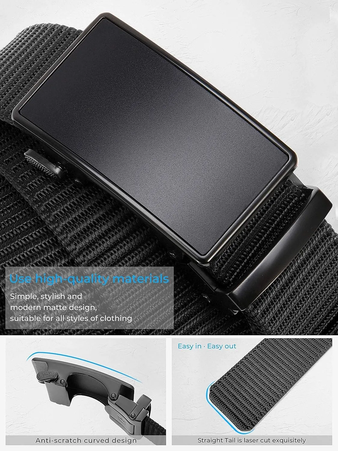 CHAOREN Ratchet Belts for Men - Casual Web Nylon Mens Belt 1 3/8" - Adjustable and Durable for Jeans