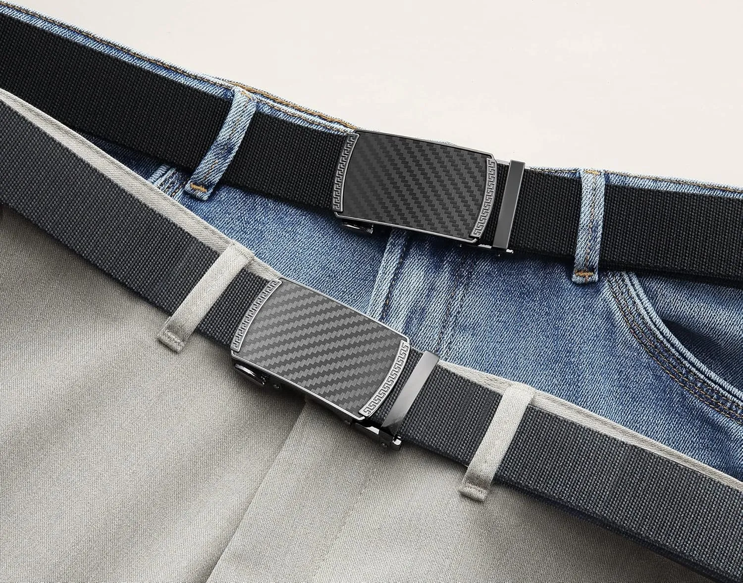 CHAOREN Ratchet Belts for Men - Casual Web Nylon Mens Belt 1 3/8" - Adjustable and Durable for Jeans