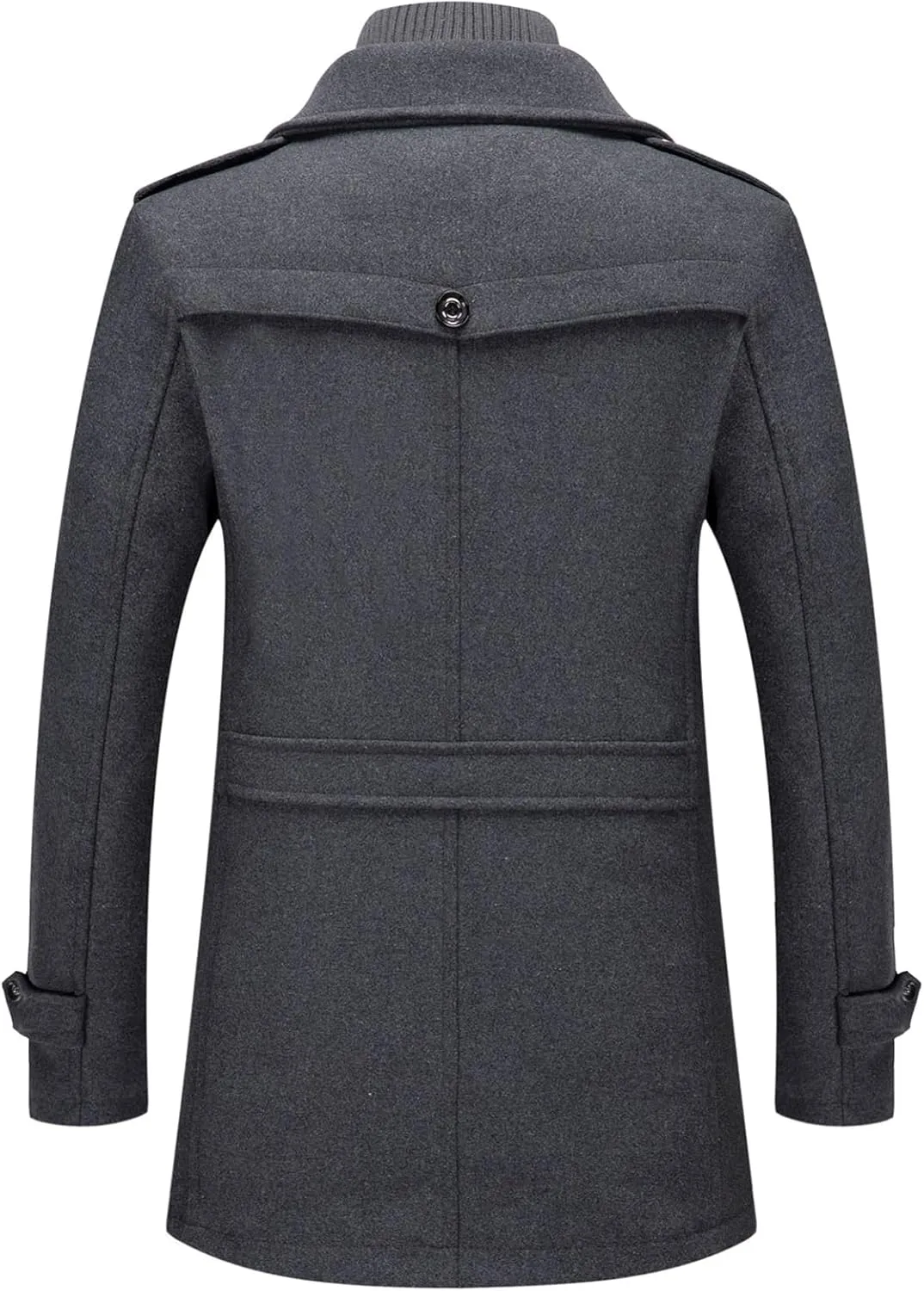 CHARTOU Men's Thermal Single Breasted Wool Blend Coat Business Peacoat with Detachable Zipper