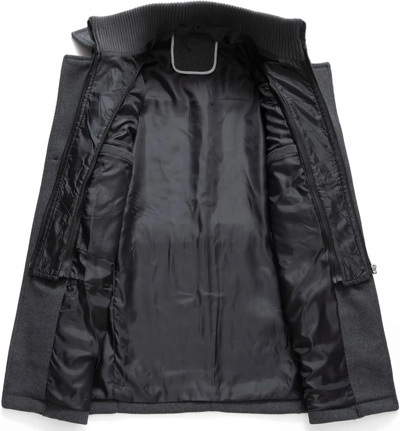 CHARTOU Men's Thermal Single Breasted Wool Blend Coat Business Peacoat with Detachable Zipper