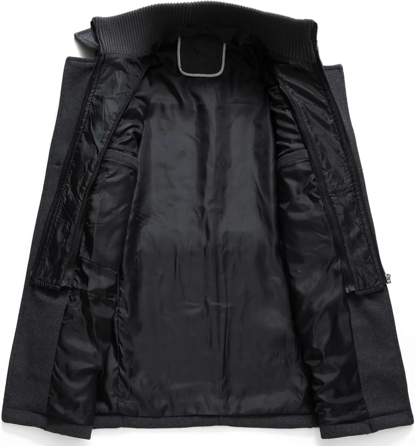 CHARTOU Men's Thermal Single Breasted Wool Blend Coat Business Peacoat with Detachable Zipper